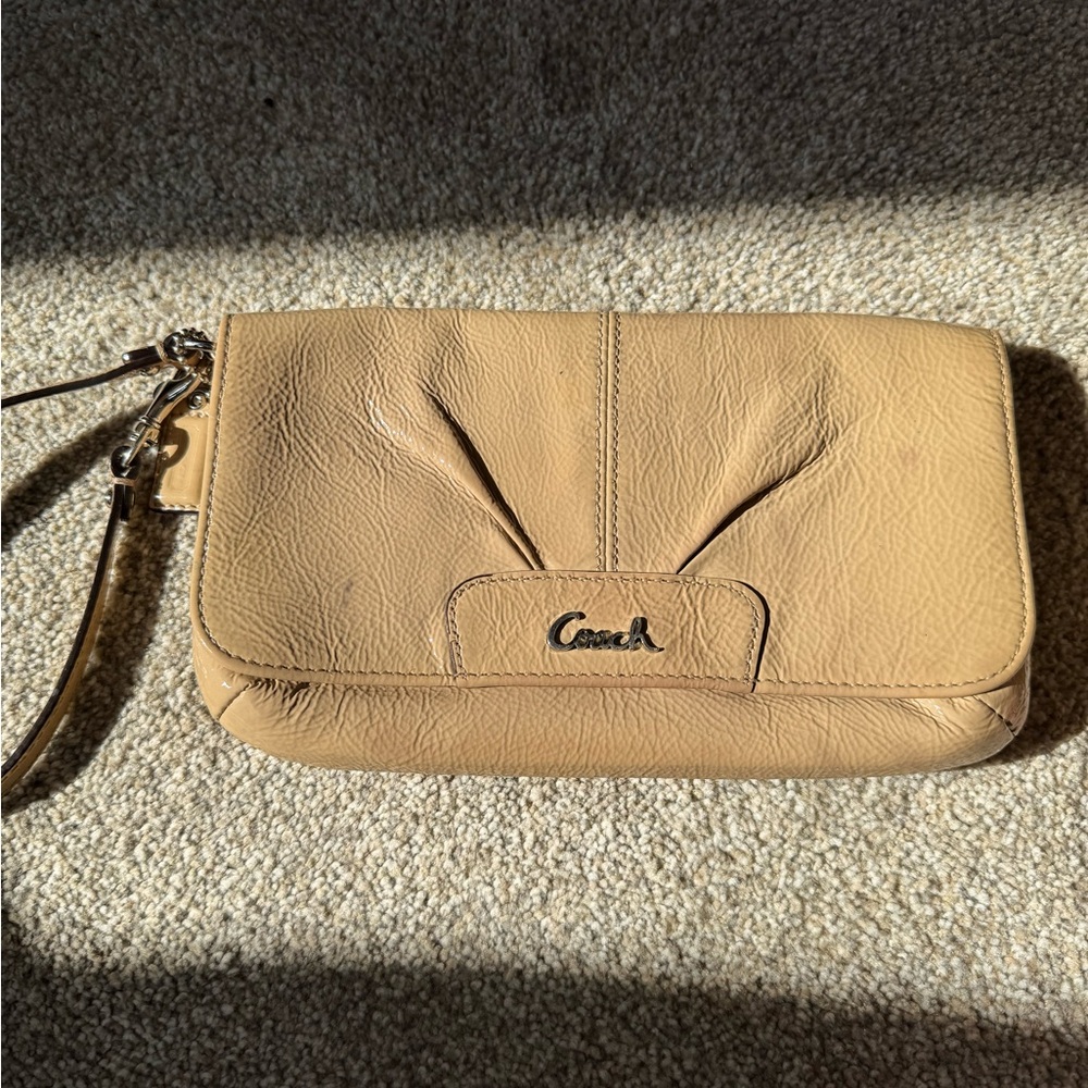 Coach Beige Leather Wristlet